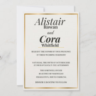 Elegant Gold Border Wedding Invitation   Modern Mi