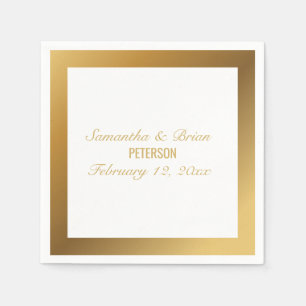 Elegant gold border wedding napkin