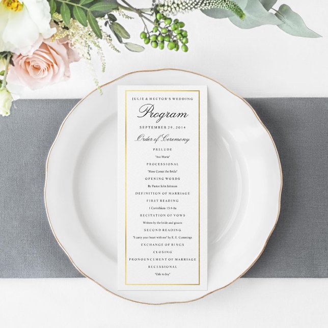 Elegant Gold Border Wedding Program Template (Creator Uploaded)