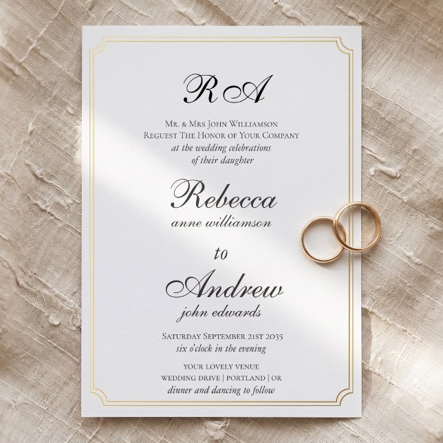 Elegant Gold Borders Classic monogram   (Creator Uploaded)