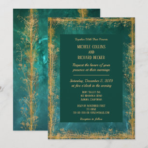 Elegant Gold Botanical Border Wedding Invitation