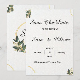 Elegant Gold Botanical Circle Save The Date