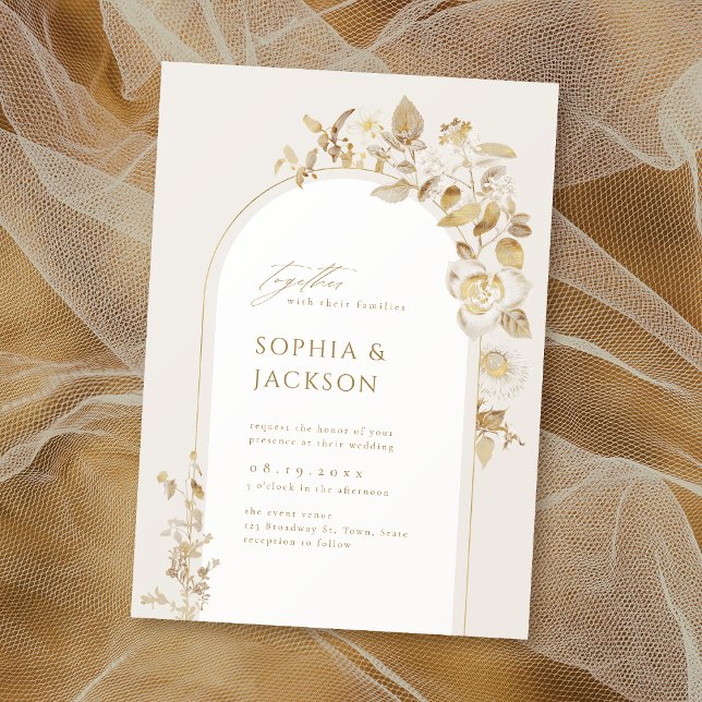 Elegant Gold Botanical Floral Arch Wedding Invitation (Elegant Gold Botanical Floral Arch Wedding Invitation)