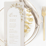 Elegant Gold Botanical Floral Arch Wedding Menu<br><div class="desc">These elegant modern wedding menus feature faux gold botanical floral illustrations,  frame a delicate gold line in an arch shape. Your event details appears in romantic script and sophisticated serif font. Great for romantic garden wedding,  and modern luxe wedding. 
See all the matching pieces in collection.</div>