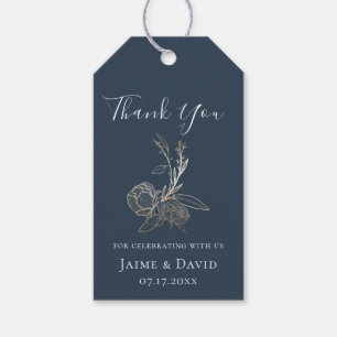 Elegant Gold Botanical Floral Thank You Gift Tags
