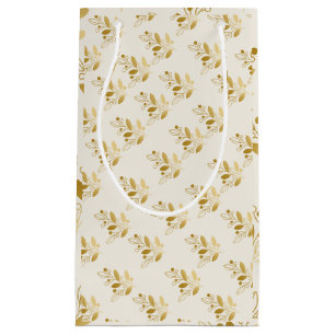 Elegant Gold Botanical Gift Bag Luxury Floral bag