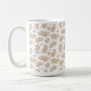 Elegant Gold Botanical Leaf Pattern Mug