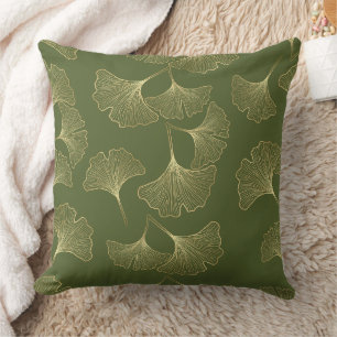 Elegant Gold Botanical Leaves Cushion