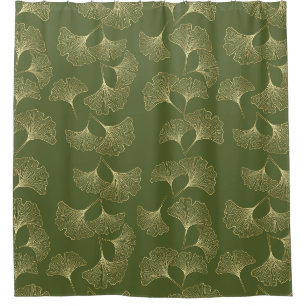 Elegant Gold Botanical Leaves Shower Curtain