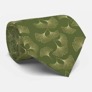 Elegant Gold Botanical Leaves Tie