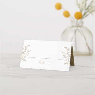 Elegant Gold Botanical Leaves Wedding Escort Place Card