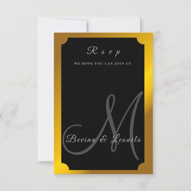 Elegant Gold Botanical M | Wedding Dinner Choice R RSVP Card (Back)