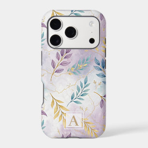 Elegant Gold Botanical Marble Mongram