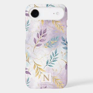Elegant Gold Botanical Marble Mongram