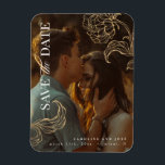 Elegant Gold Botanical Photo Save the Date Magnet<br><div class="desc">Elegant Gold Botanical Photo Save the Date</div>