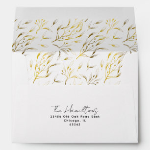 Elegant Gold Botanical   Return Address  Envelope