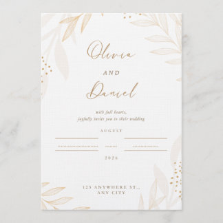 Elegant Gold Botanical Wedding Invitation | Editab