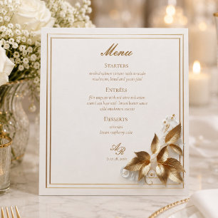 Elegant Gold Botanical Wedding Menu