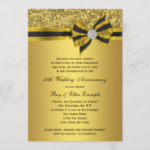 Elegant Gold Bow 50th Anniversary Party Invitation