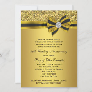 Elegant Gold Bow 50th Anniversary Party Invitation