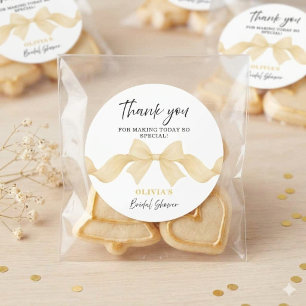 Elegant Gold Bow Bridal Shower Thank You Favor Classic Round Sticker