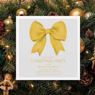 Elegant Gold Bow Christmas Holiday Party Invitation