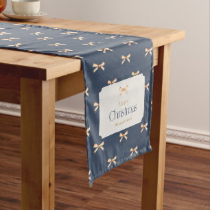 Elegant Gold Bow Christmas Table Runner