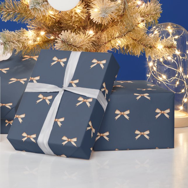 Elegant Gold Bow Christmas Wrapping Paper (Holidays)