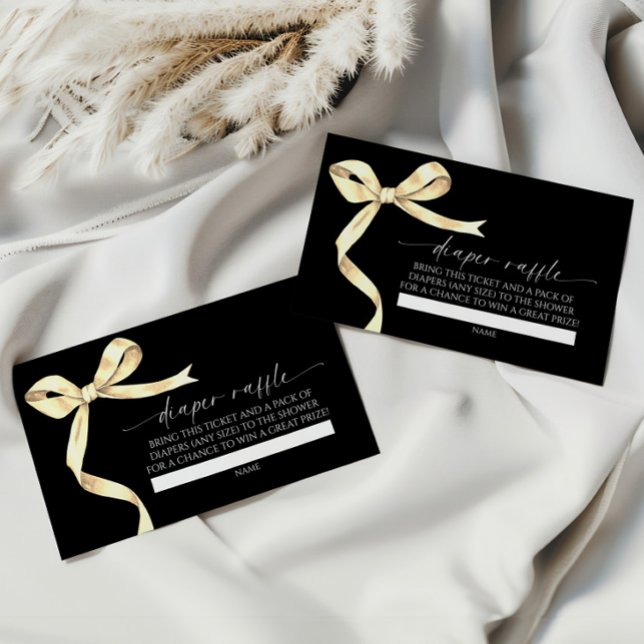Elegant Gold Bow Diaper Raffle  Enclosure Card (Creator Uploaded)