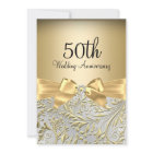 Elegant Gold Bow Floral Swirl 50th Anniversary