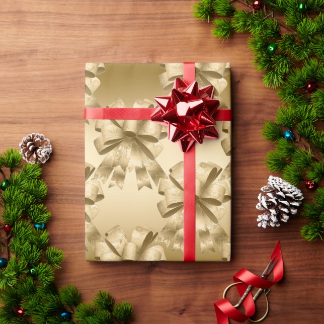 Elegant Gold Bows Glam Christmas Wrapping Paper (Holiday Gift)