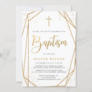 Elegant Gold Boy Baptism Invitation