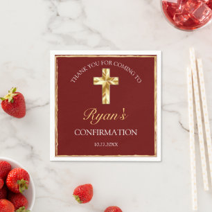 Elegant Gold Boys Confirmation Thank You Napkin