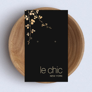 Elegant Gold Branch Black Earring Display Holder Business Card