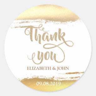 Elegant Gold Brash Stroke Wedding Sticker