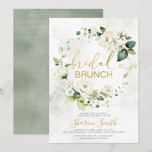 Elegant Gold Bridal Brunch Shower White Floral Invitation