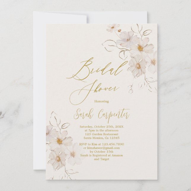 Elegant Gold Bridal Shower Invitation (Front)