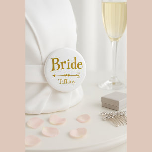 Elegant Gold Bride Name Bachelorette Party Badge
