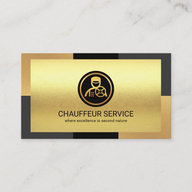 Elegant Gold Bronze Grey Layers Driving Business Card (Front)