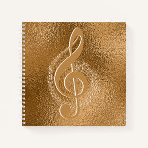 Elegant Gold Bronze Metallic Music Note Notebook