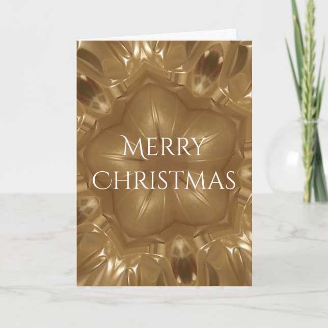 Elegant Gold Brown Christmas Kaleidoscope Star Holiday Card (Front)