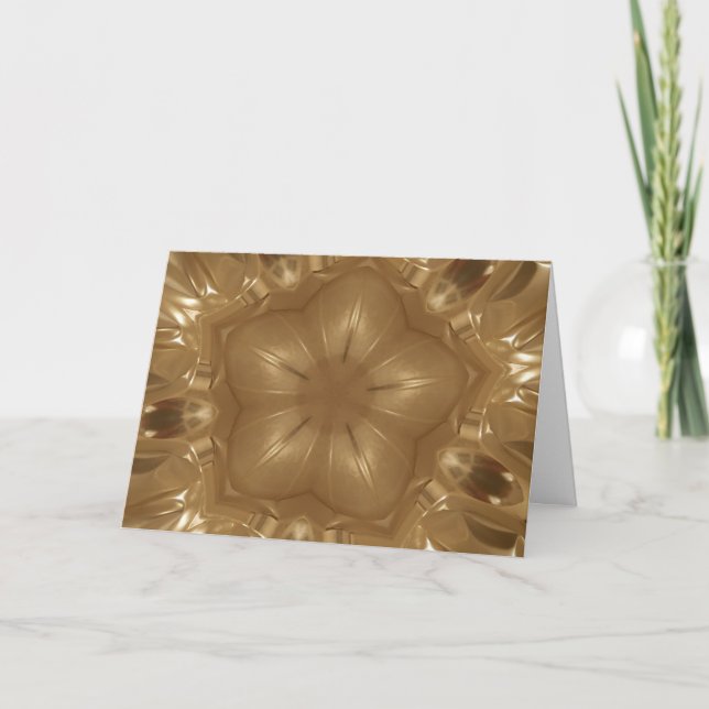 Elegant Gold Brown Christmas Kaleidoscope Star Holiday Card (Front)