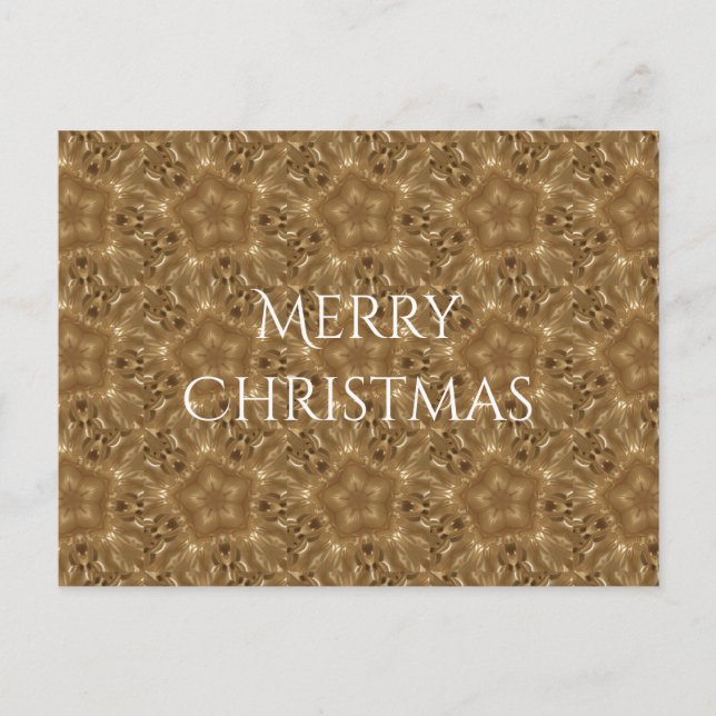 Elegant Gold Brown Christmas Kaleidoscope Star Holiday Postcard (Front)