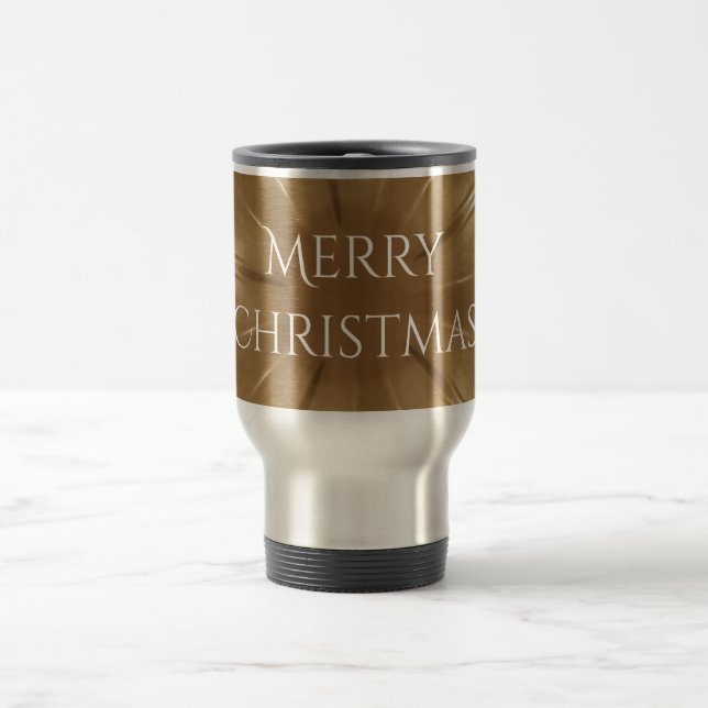 Elegant Gold Brown Christmas Kaleidoscope Star Travel Mug (Center)