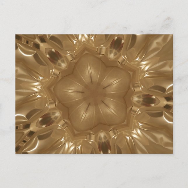 Elegant Gold Brown Kaleidoscope Star Design Postcard (Front)