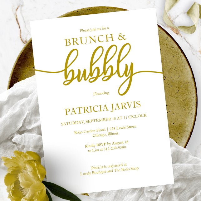 Elegant Gold Brunch And Bubbly Bridal Shower Invitation (Creator Uploaded)
