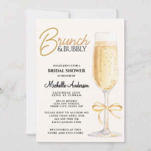 Elegant Gold Brunch & Bubbly Bridal Shower Invitation