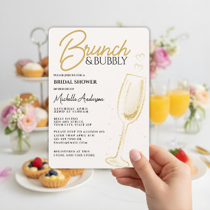 Elegant Gold Brunch & Bubbly Bridal Shower Invitation