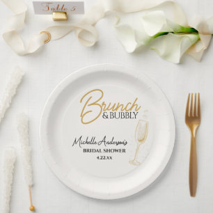 Elegant Gold Brunch & Bubbly Bridal Shower Paper Plate