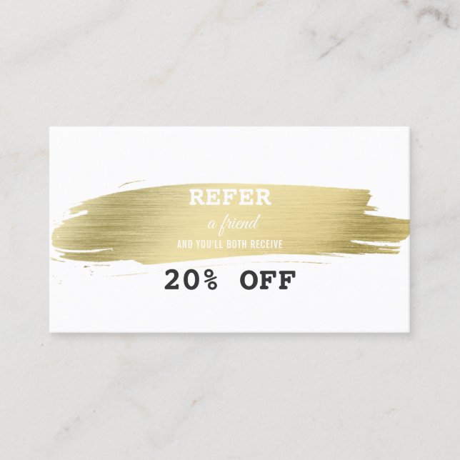 Elegant Gold Brush Stroke Makeup Artist Referral (Front)